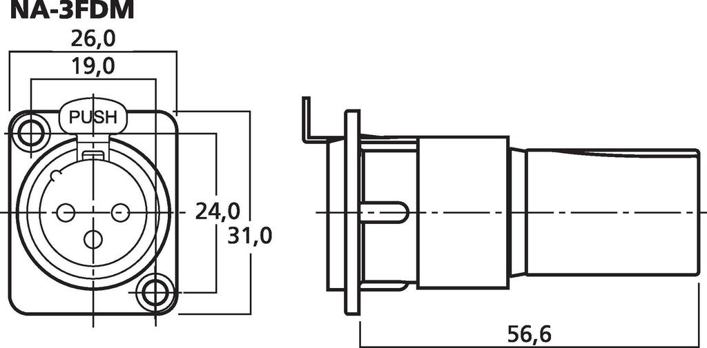 MONACOR NA-3FDM NEUTRIK-XLR-Einbauadapter, 3-polig