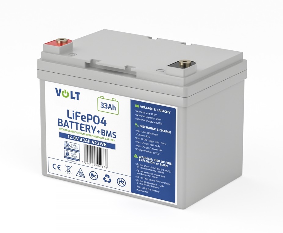 LifePO4-Batterie Volt 12,8V 33Ah für eRoller  Rollstuhl  Golftrolley Bootsmotor Solaranlage