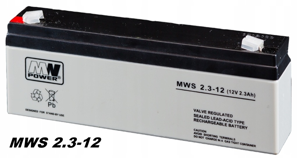 AGM-Batterie 12V 2,3Ah MW-Power MWS 2.3-12 VRLA-Technik wartungsfrei