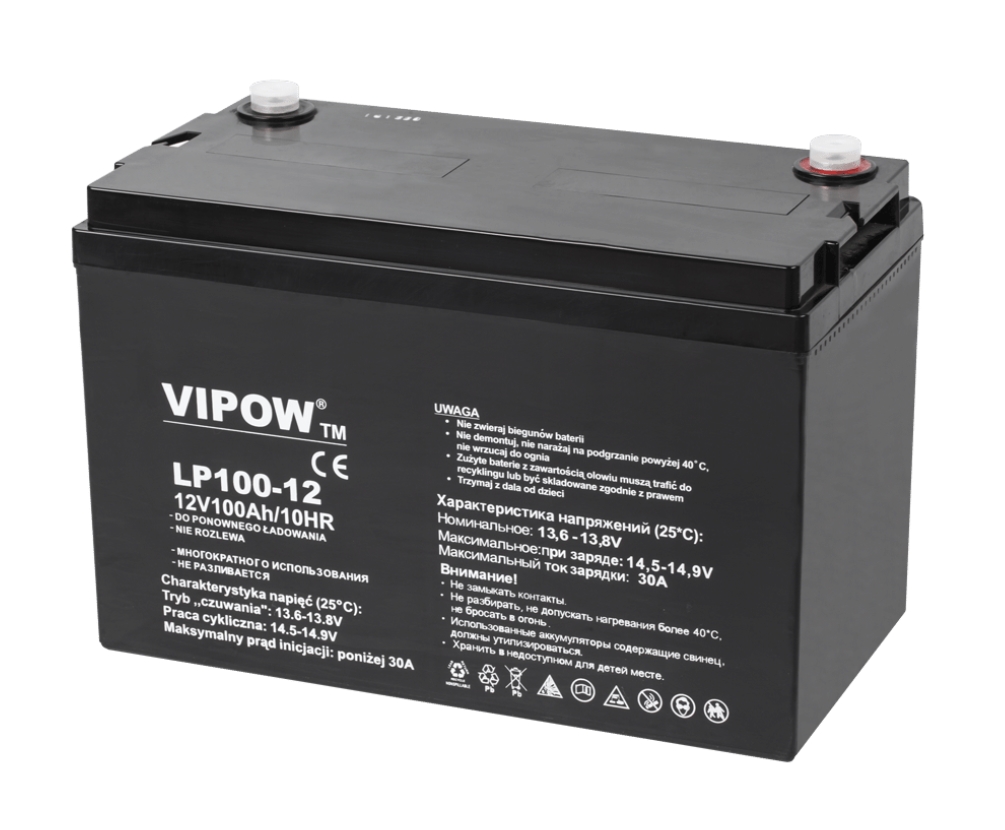 Vipow AGM Batterie Instustriequalität 12V 100Ah (C10) mit 31,1KG 333x173x222mm perfekte Solarbatterie