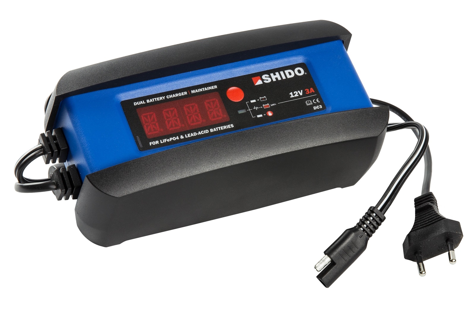 Shido DC3 Batterie Ladegerät für Lithium LIon LifePO4 AGM Gel mit Zubehör